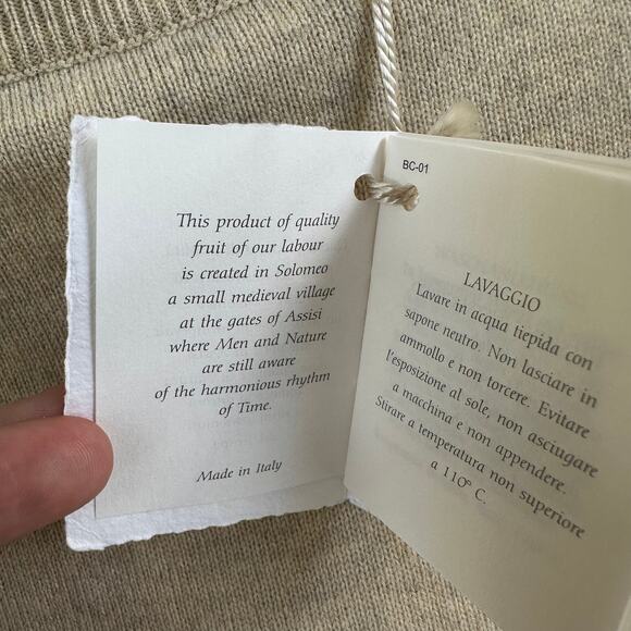 *NEW* Brunello Cucinelli Cashmere Silk Monili Large Sweater Wool Tan Knit Jumper - Picture 6 of 13